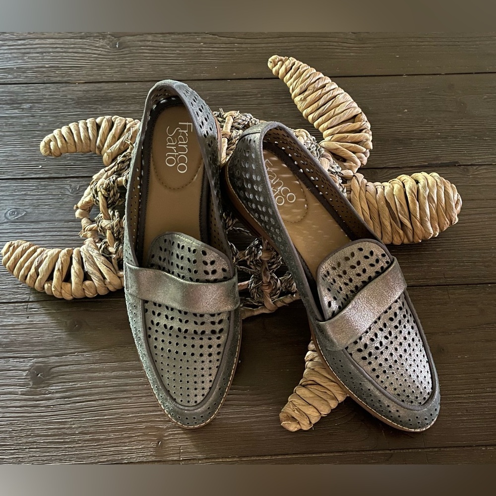 Franco Sara Metallic Laser Cutout Loafers